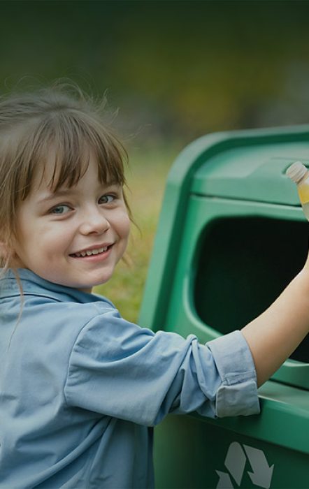 girl-recycling-plastic-bottle